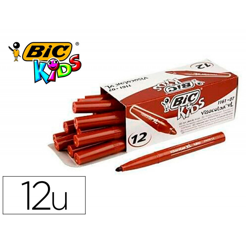 Feutre bic kids visacolor xl encre lavable pointe large bloquee coloris brun