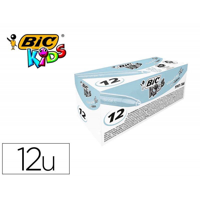 Feutre bic kids visacolor xl encre lavable pointe large bloquee coloris bleu clair