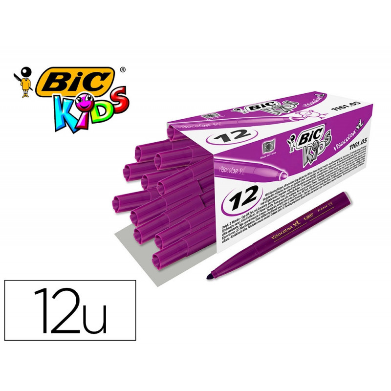 Feutre bic kids visacolor xl encre lavable pointe large bloquee coloris violet