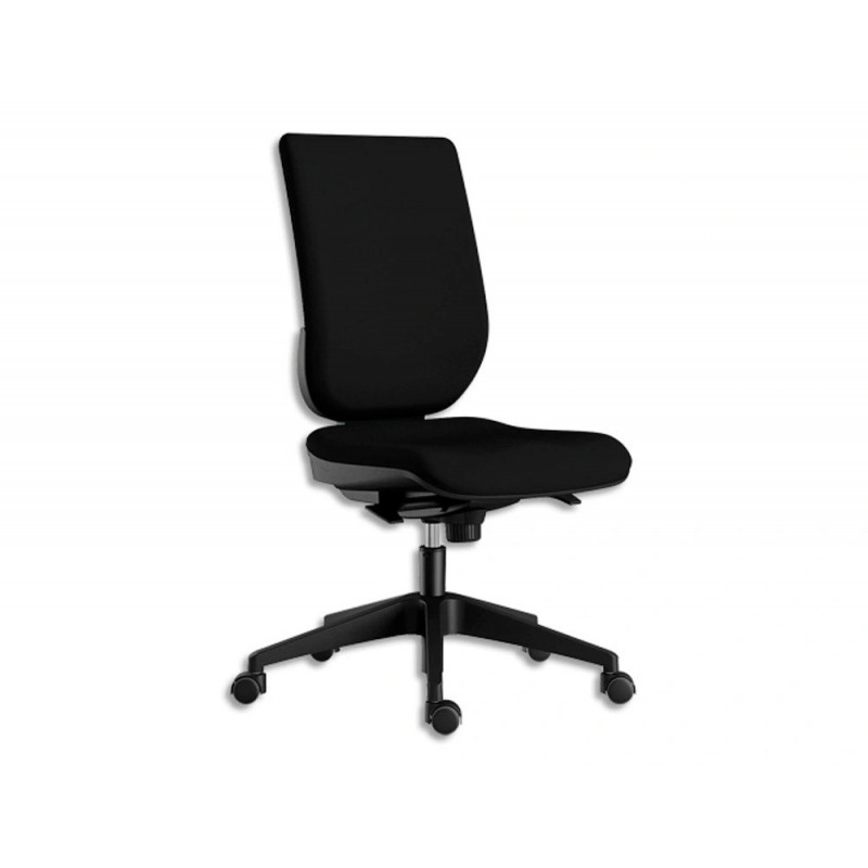 Siège tertio dossier et assise tissu noir mécanisme synchrone piètement nylon sans accoudoirs