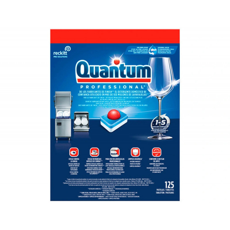 Pastilles lave-vaisselle quantum cycles courts réservé professionnels boîte 125