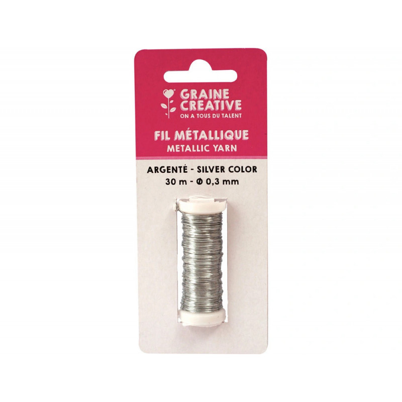 Fil metallique graine creative bobine 0,3x30m coloris argente