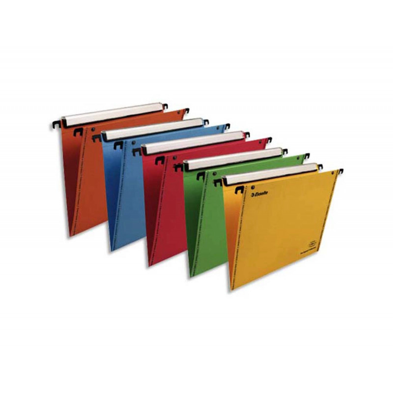 Dossier suspendu esselte vmg tiroir carton kraft 240g fond v bouton-pression coloris assortis paquet 10