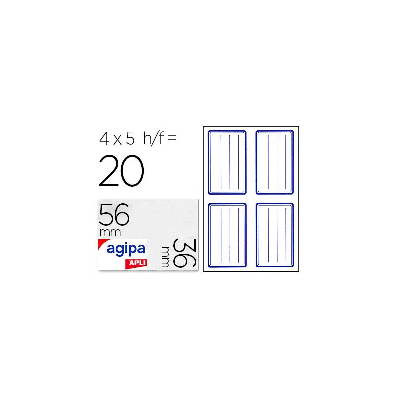 Étiquette adhésive apli agipa écolier 36x56mm pochette 20 unités