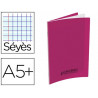 Cahier pique conquerant classique couverture polypropylene rigide transparente a5+ 17x22cm48 pages 90g seyes rose