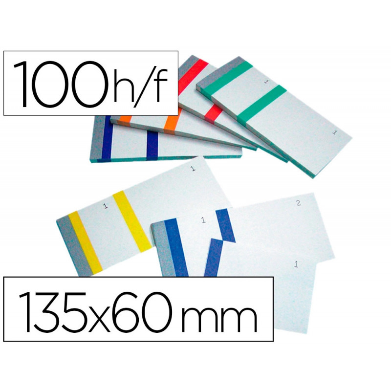Bloc vendeur liderpapel 2 coupons détachables 100 feuilles 60x135mm papier blanc bande couleur coloris assortis