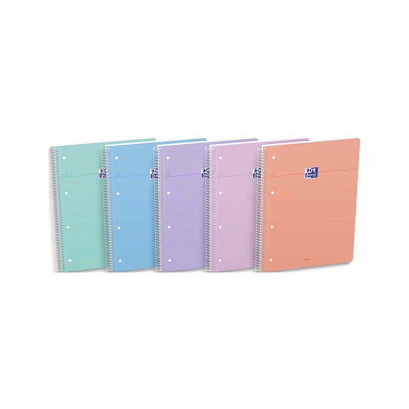 Cahier oxford smart spirale 4 trous 230x297mm 160 pages optik paper seyes coloris pastel assortis