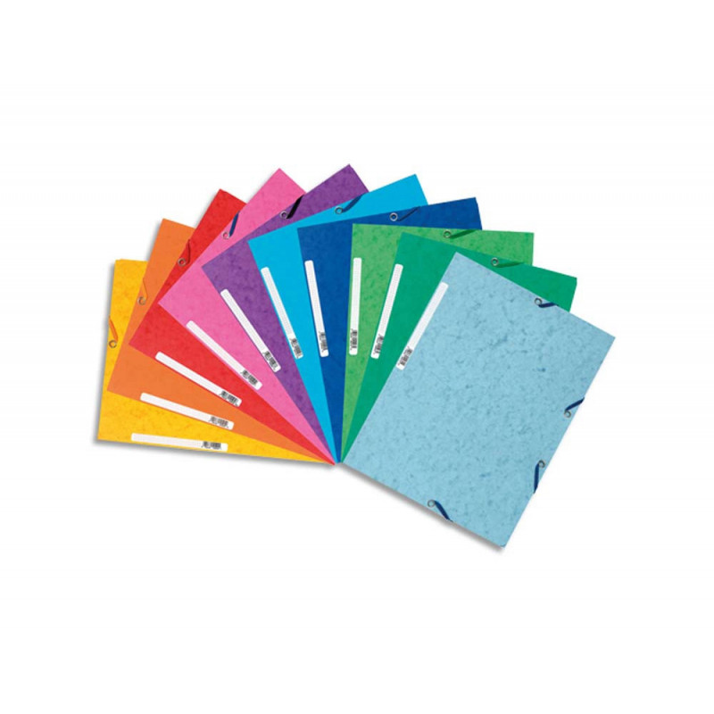 Chemise exacompta carte lustre e 5/10e 400g 3 rabats et elastique a4 format 240x320mm coloris vifs assortis