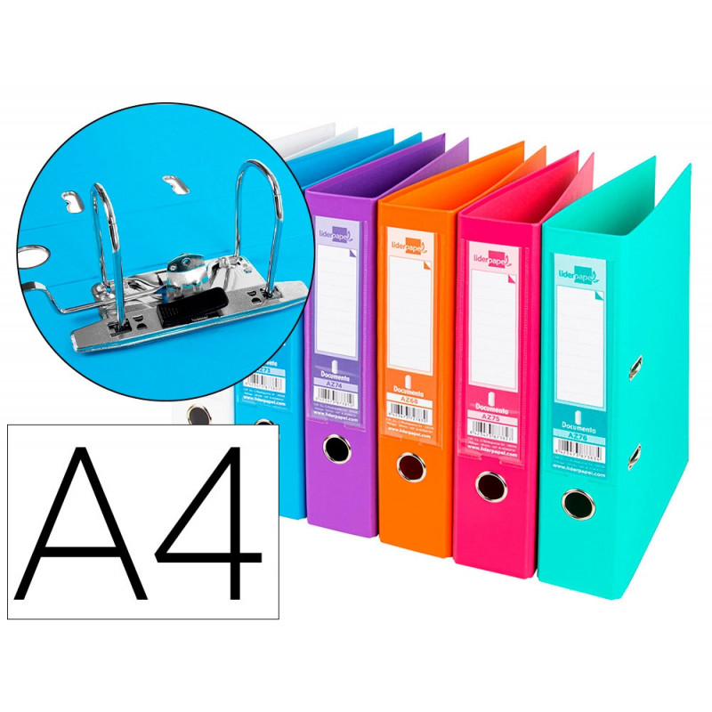 Classeur levier liderpapel a4 documenta carton rembordé 1,9mm dos 75mm rado métallique coloris assortis trending
