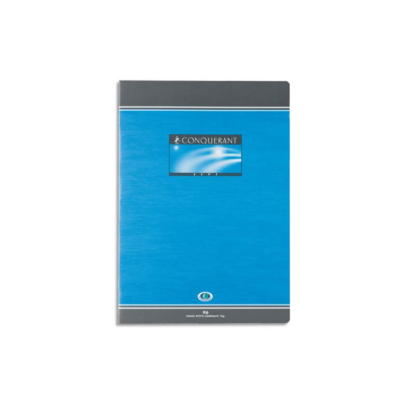 CONQUERANT C7 Cahier reliure piqûre 24x32 cm 96 pages 70g petits carreaux 5x5. Couverture carte