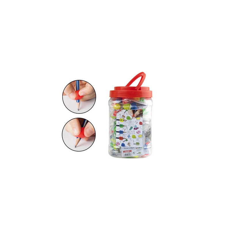 Adaptateur crayon liderpapel plastique idéal apprentissage écriture gaucher/droitier couleur bleu rouge paquet 2 unités