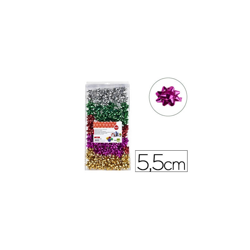 Étoile adhésive liderpapel fantaisie format moyen largeur étoile 5.5cm coloris métallisé