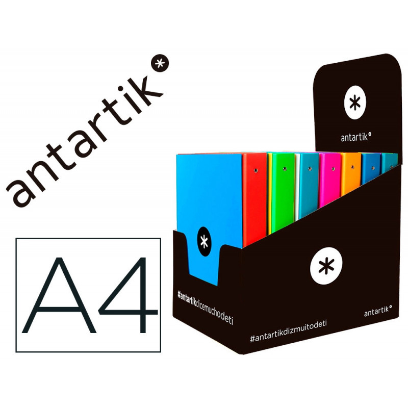 Classeur antartik 4 anneaux ronds 25mm a4 carton remborde coloris assortis