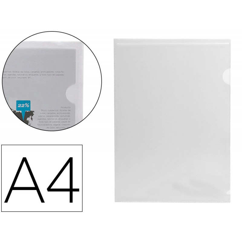 Pochette coin liderpapel polypropylène 180 microns a4 210x297mm capacité 20f transparent incolore