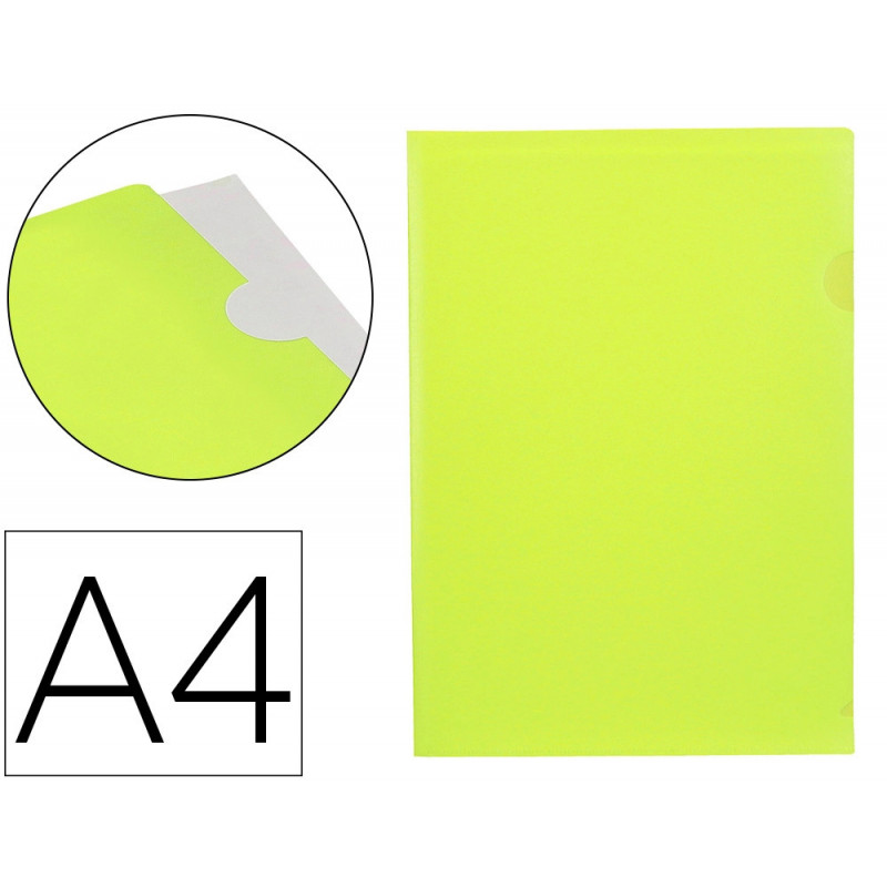 Pochette coin liderpapel polypropylene 180 microns a4 210x297mm capacite 20f coloris jaune fluo