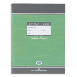 CONQUERANT C7 Cahier d'essais 17x22 cm 96 pages 60g grands carreaux Seyès NF. Couverture carte