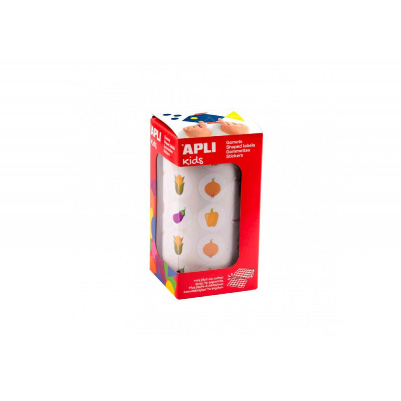 Gommette apli modele legumes ronde diam. 20mm rouleau 900 unites