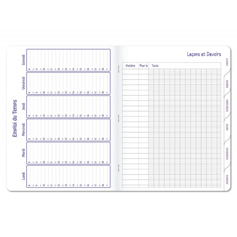 Cahier textes conquerant agrafe 17x22cm 124p seyes 90g pp incolore