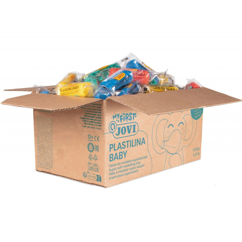 Pate a modeler jovi plastilina baby super souple coloris assortis kit scolaire 60 pains 38g