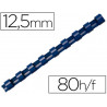 Anneau plastique à relier fellowes dos rond capacité 80f 12,5mm diamètre 300mm longueur coloris bleu boîte 100 unités