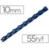 Anneau plastique à relier fellowes dos rond capacité 55f 10mm diamètre 300mm longueur coloris bleu boîte 100 unités