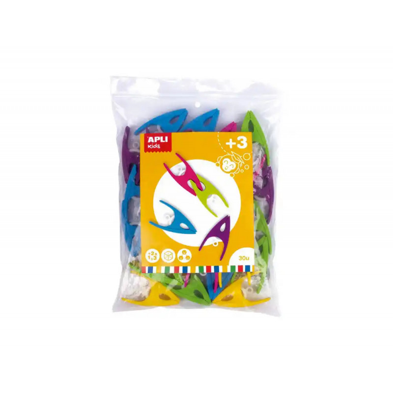 Pince apli kids plastique coloris assortis sachet 30 unites