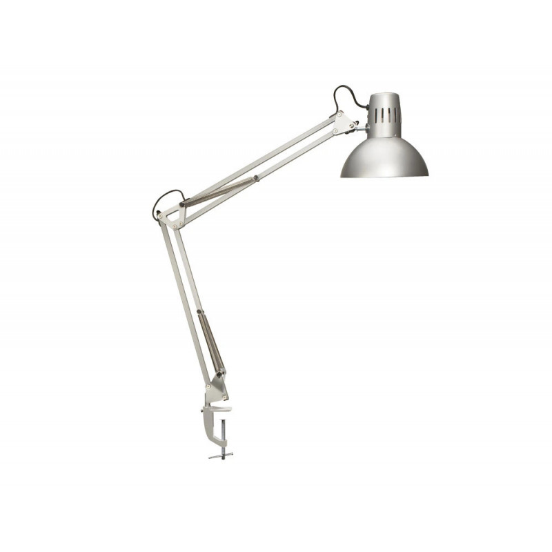 Luminaire bureau maulstudy surpince tete et bras metal hauteur 44cm bras 35cm tete diam. 17cm coloris gris