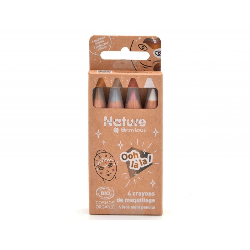 Maquillage grim'tout nature ooh la la coloris assortis boite 4 crayons