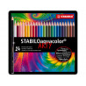 Crayon couleur stabilo aquacolor arty aquarellable mine solide 2,8mm boite metal 24 unites
