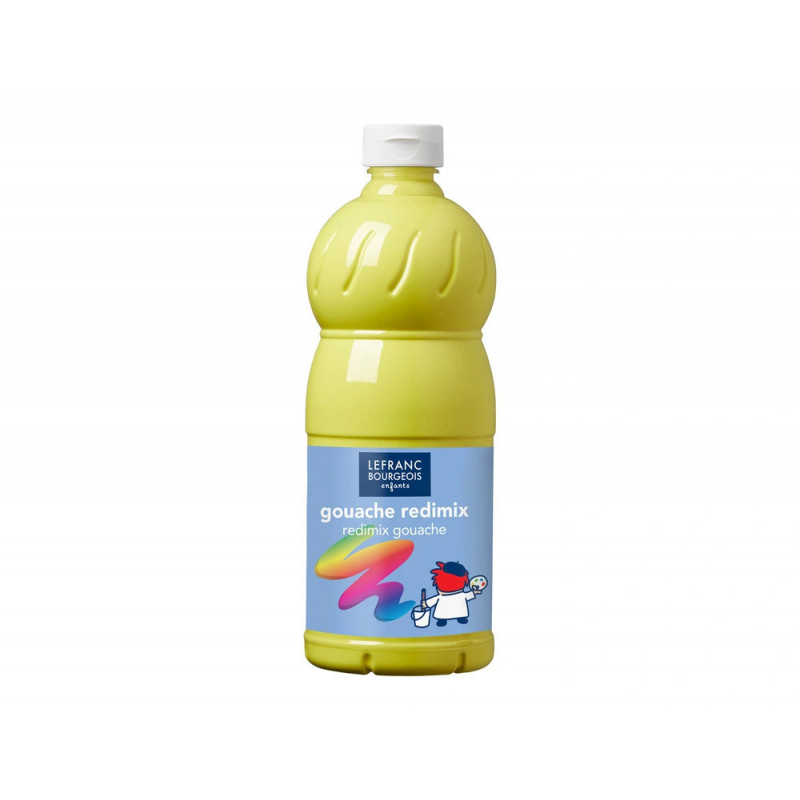 Gouache lefranc bourgeois liquide redimix couvrante prete a l'emploi coloris jaune citron bouteille 1l