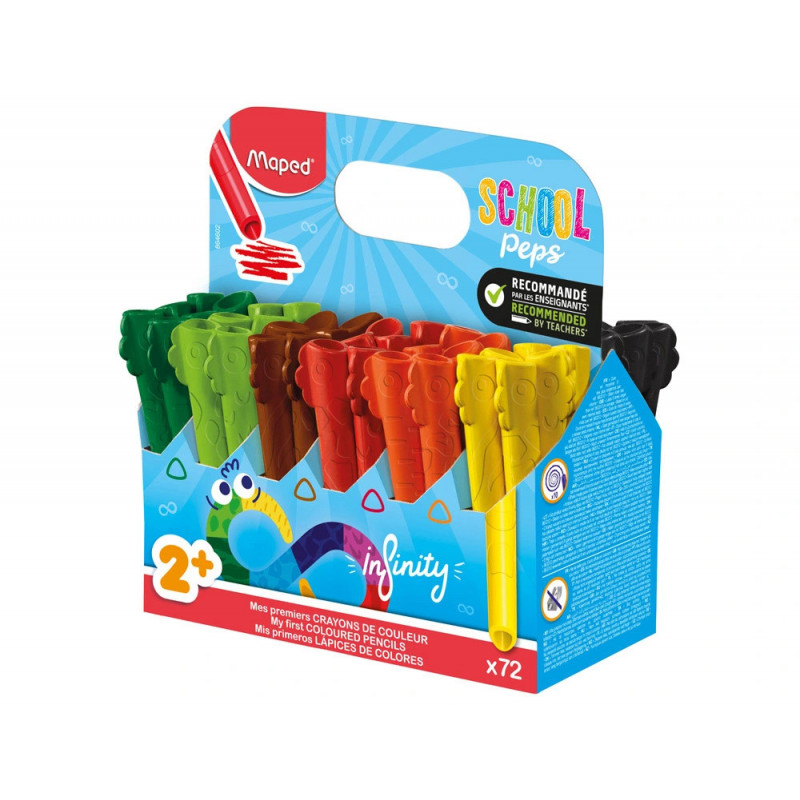 Crayon couleur maped color'peps infinity kidy coloris assortis school pack 72 unites