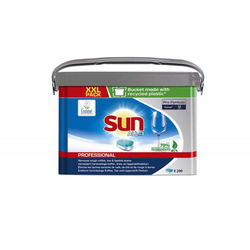 Tablettes pour lave vaisselle tout en un sun professional maxi pack 200 unites