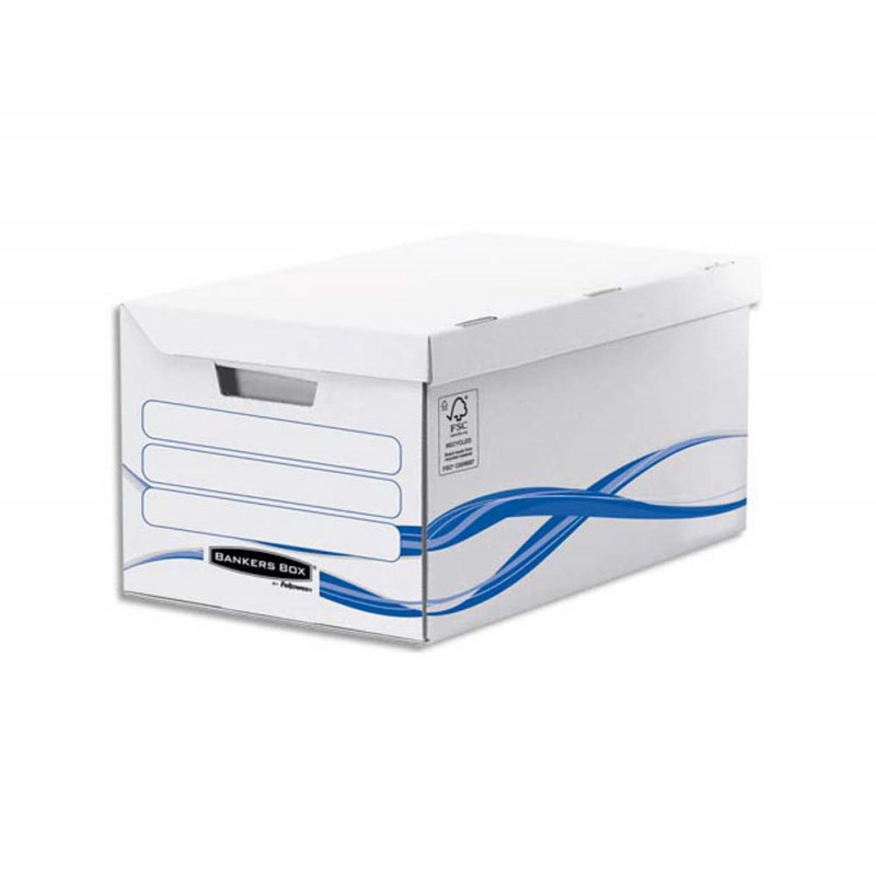 Conteneur bankers box basique montage manuel carton blanc / bleu