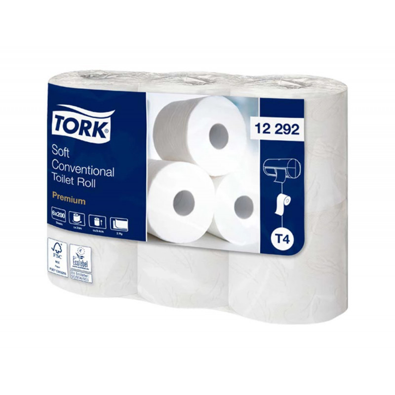 Papier toilette tork premium blanc 2 plis pure ouate 198 feuilles lot 48 rouleaux