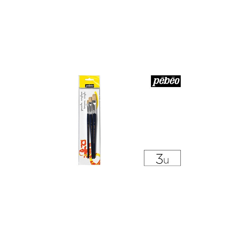 Pinceau pébéo soie beau blanc nº 6 nº10 et nº14 pochette 3 unités