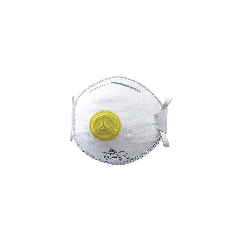 Demi-masque deltaplus jetable m1200v fibre synthétique non tissée moule ffp2 lanières élastique valve boite de 10