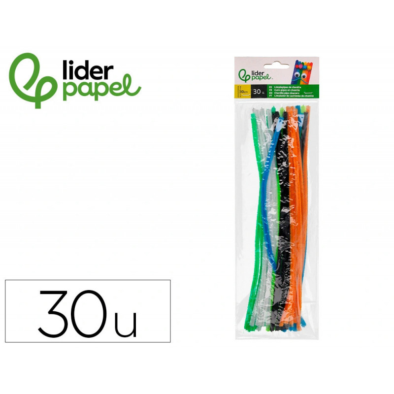 Chenilles liderpapel 30 cm de coloris mat assortis sachet de 30 unites