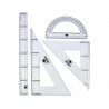 Set traçage liderpapel 4 pièces règle 30cm équerres 45/60 degrés 25cm rapporteur 180 degrés 15cm transparent