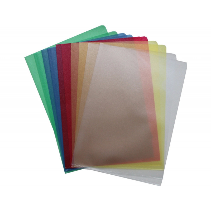 Pochette coin elba polypropylène grainé transparent 12/100e a4 capacité 25f coloris assortis boîte 100 unités