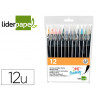 Feutre liderpapel pointe pinceau extra souple couleur assorties pochette 12 u