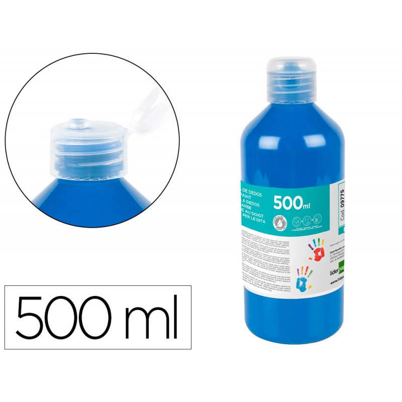 Gouache doigt liderpapel liquide lavable base eau coloris bleu flacon de 125ml