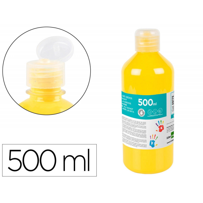 Gouache doigt liderpapel liquide lavable base eau coloris jaune flacon de 125ml