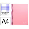 Cahier spirale liderpape jollycouverture contrecollée a4 280p 75g/m2 5x5mm microperforé 4 trous coloris rose