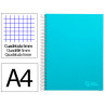 Cahier spirale liderpapel jolly couverture contrecollée a4 280p 75g/m2 5x5mm microperforé 4 trous coloris bleu ciel