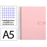 Cahier spirale liderpapel crafty couverture contrecollée a5 240p 90g/m2 5x5mm microperforé 6 trous coloris rose