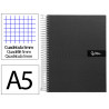 Cahier spirale liderpapel crafty couverture contrecollée a5 240p 90g/m2 5x5mm microperforé 6 trous coloris noir