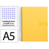 Cahier spirale liderpapel crafty couverture contrecollée a5 240p 90g/m2 5x5mm microperforé 6 trous coloris jaune