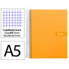Cahier spirale liderpapel crafty couverture contrecollée a5 240p 90g/m2 5x5mm microperforé6 trous coloris orange