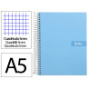 Cahier spirale liderpapel crafty couverture contrecollée a5 240p 90g/m2 5x5mm microperforé 6 trous coloris bleu ciel