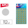 Pastille adhésive apli agipa diamètre 15mm permanente coloris argent pochette 112 unités